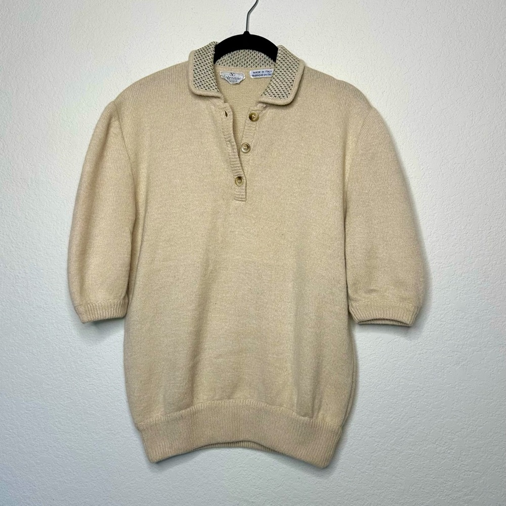 80’s Vintage Valentino Double-Ply Cashmere Collared Sweater